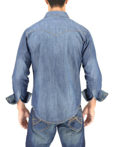 Imagen 3 de 6 de Camisa Vaquera Wrangler Hombre Western Manga Larga 58d