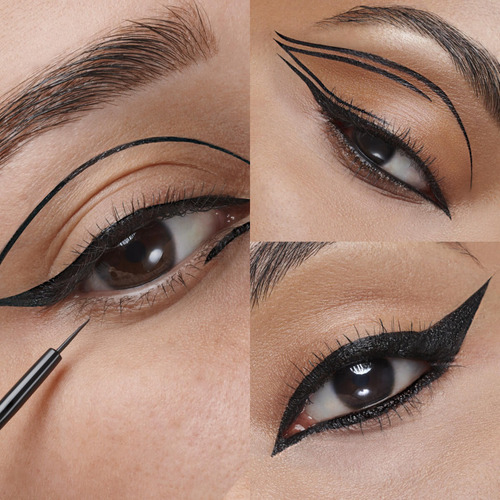 Set X 2 Delineador Líquido Punta Plumón + Pincel Negro Ésika