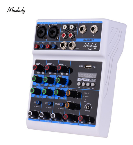 Imagen 1 de 9 de Muslady - Mezclador De Audio (4 Canales, Pantalla Led, Con