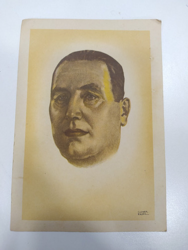 Antigua Postal Retrato Dibujo Juan Perón Década Del 50