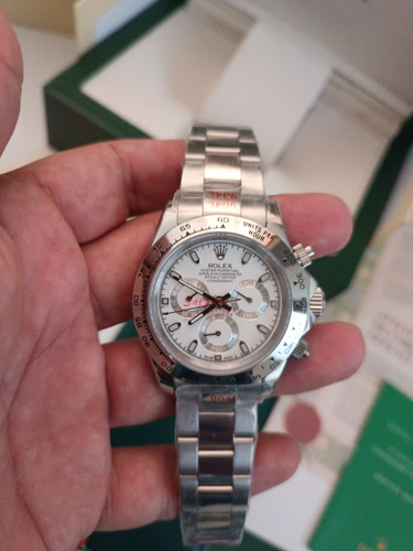 Reloj Rolex No Omega Patek Daytona Blanco Con Caja Plateado Plateado Blanco (Reacondicionado)