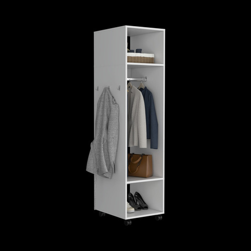 Closet Con Espejo Y 4 Ruedas Fm-025b - Blanco