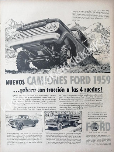 Cartel Retro Autos Pickup Ford F-100 Y Mas 1959 /511