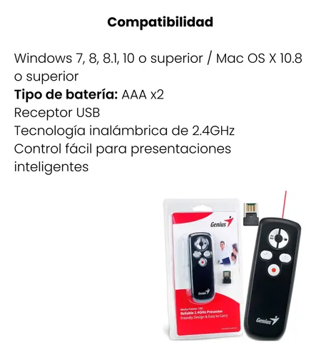 Apuntador Laser Genius 100 Usb Media Negro