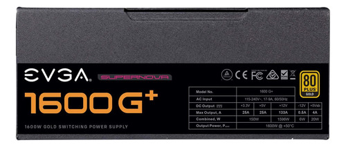 Evga Supernova 1600 G+, 80+ Gold 1600w, Totalmente Modula...