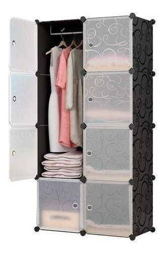 Closet Armario Multifuncion 8 Moldulos Transparente Desarmab Color Negro