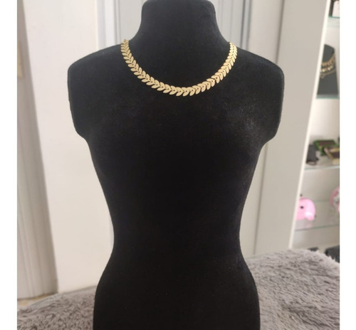 Kit Conjunto Choker Pulseira Escama De Peixe Folheado A Ouro Cor Dourado