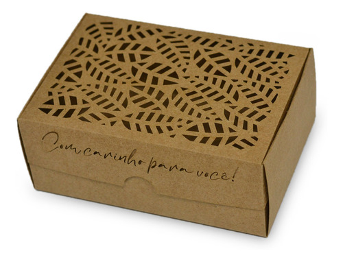 10 Caixas 10x14,5x6 Cm Kraft Presente Estampada Luxo - Folha