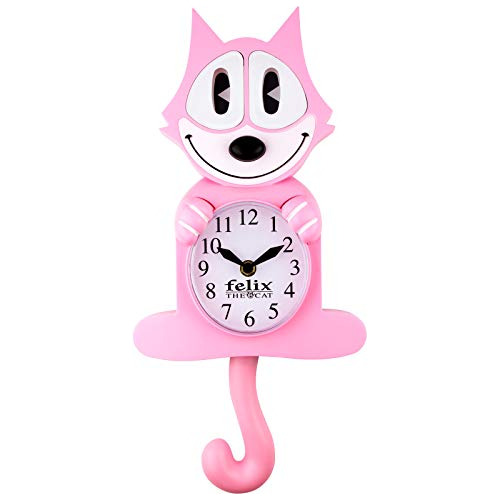 Reloj De Pared Movimiento Felix The Cat, Color Rosa