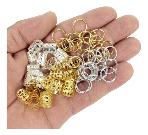 Kit Enfeite Para Trança Jumbo Anel E Argolinha 40 Uni