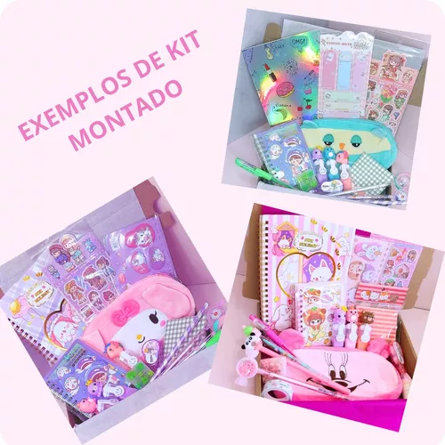 Caixa Kit Papelaria Fofa 10 Itens Kawaii Divertidos - Papelaria Duas Meninas