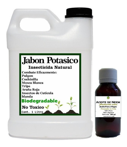 Jabon Potasico Biodegradable  1 Litro Y Aceite De Neem 60ml