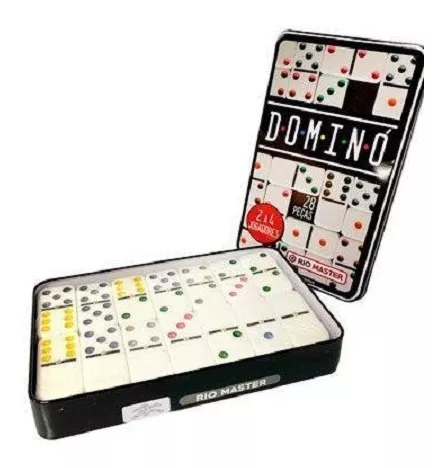 JOGO DOMINO 28 PECAS RED STAR COLORIDO COM LATA