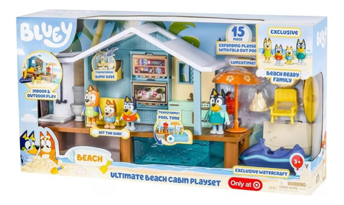 Bluey Casa De La Playa 15pzas Cabin Playset Con Figura Bluey