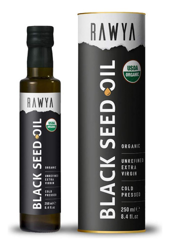 Aceite De Semilla Negra, Organico, 8.4 Onzas Liquidas, Rawya