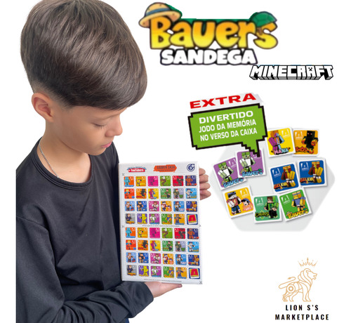 Boneco Minecraft Sandega Bauers15cm Chaveiro+ferramenta+jogo