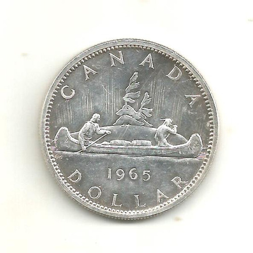 Moneda De Un Dolar En Plata 1965 Indios Con Canoa