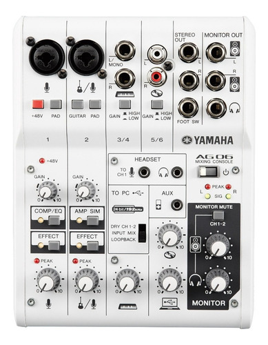 Mezcladora Yamaha 6 Canales Con Interfaz De Audio Usb Ag06 110v