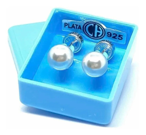 Imagen 3 de 6 de Aros Abridores Bebe Plata 925 Perlas 4mm Ch