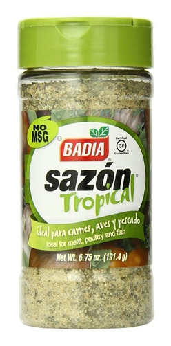 Imagen 1 de 3 de Condimento Badia Sazon Tropical 191.4gr Kosher  /gluten Free