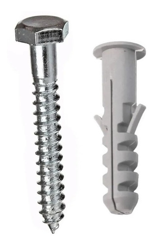 Tornillo Tirafondo Hexagonal (tel) 3/16x3 + Tarugo N°8 X100
