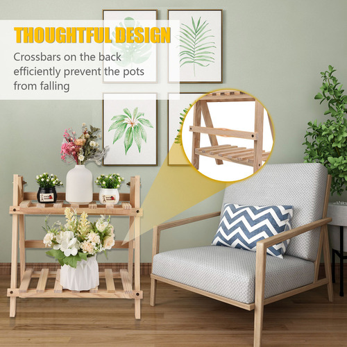 A+ Estante De Madera For Plantas De 2 Niveles: Expositor