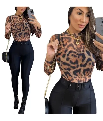Conjunto Body Tule On a Manga Longa Cal a Cirre Cinto