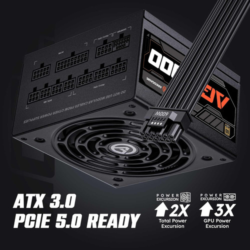 Fonte De Alimentação Atx 3.0 E Pcie 5.0 1000w Da Série Agt,