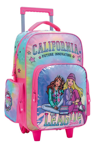 Mochila Escolar Barbie California Con Carrito 17 Pulgadas