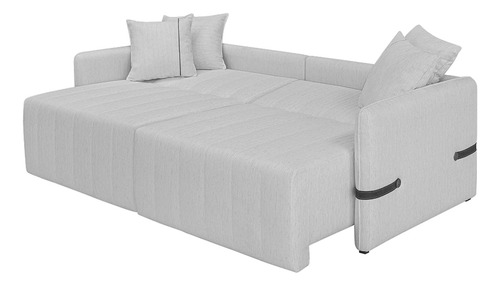 Sofá Cama Retrátil 240cm Essence D05 Linho Cinza/preto Cor Cinza