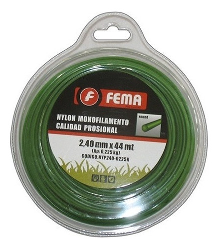 Tanza Para Desmalezadora Bordeadora 2,4mm X 44mts Fema Color Verde