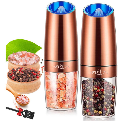 Gravity Salt And Pepper Grinder Set, Ceramic Rotor, Stainle.