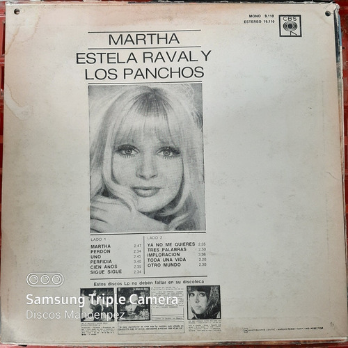 Vinilo Estela Raval Y Los Panchos Martha A M5