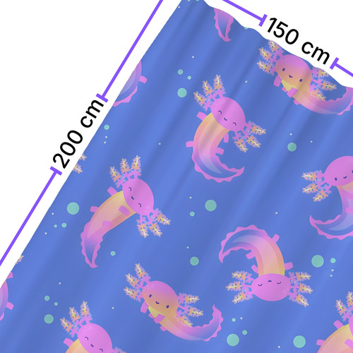 Cortina De Baño Ducha Impermeable Grande Lavable Diseño Moda Lila Ajolote Burbujas
