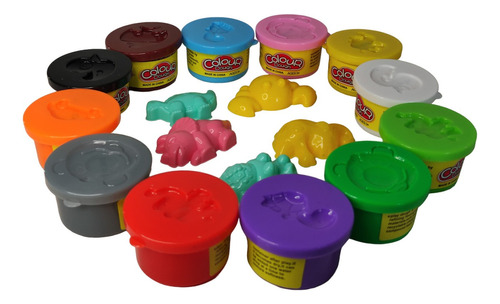 Set X12 Plastilina Moldeable Juguete Moldes Figuras Colores 