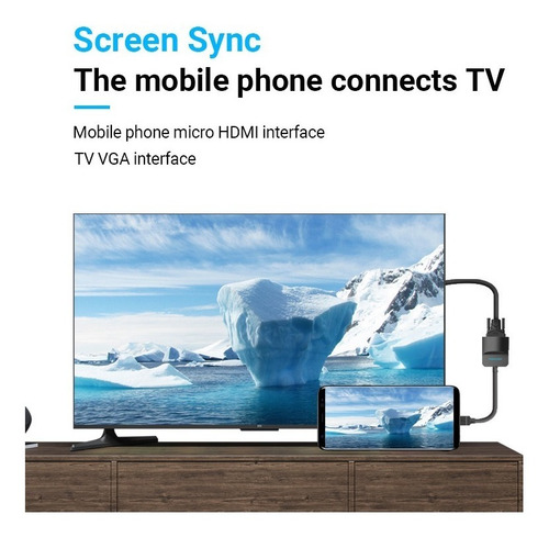 Imagen 9 de 10 de Cable Adaptador Conversor Micro Hdmi A Vga Con Audio.-