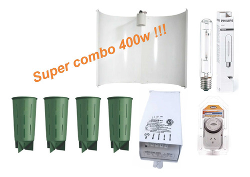 Kit Cultivo Indoor Sodio 400w + 4 Macetas Mad Rocket
