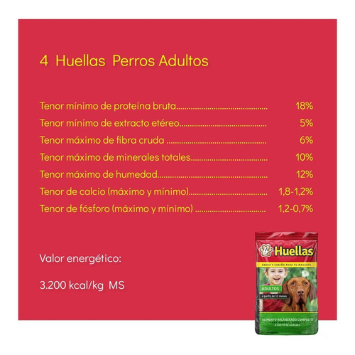 Imagen 2 de 3 de Alimento 4 Huellas Perro Adulto 20kg. Todas Las Razas