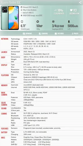 Xiaomi Redmi 10c 220333qag 4gb 128gb Dual Sim Duos