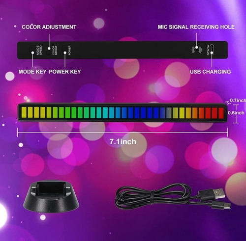 Luz De Ritmo Musical Controlada Por Voz Con Luz Polar Rgb, 2