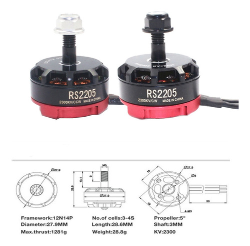 Motor Sin Escobillas W9rc Rs2205 2205 2300kv Para 2-6s 20a/3
