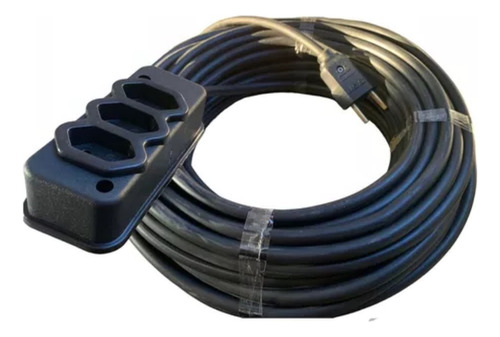 Extensão Elétrica Profissional 25 M Fio Pp 2x2,5mm Revestido Cor Preto