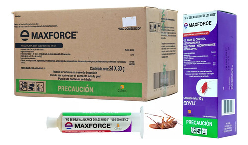 Caja Con 24 Pzas Max Force Gel Bayer 30 Gr Mata Cucarachas