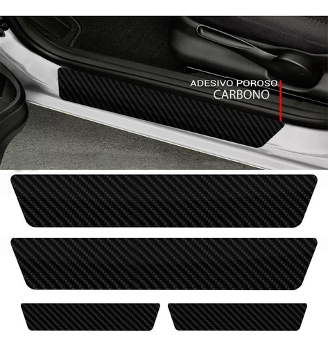 Imagem 1 de 1 de Kit Adesivo Protetor Fibra Carbono De Porta Universal Carro