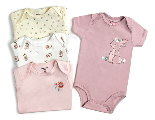 Pack 4 Bodys + 4 Extensores Niña Niño 100% Algodón Tedmimak