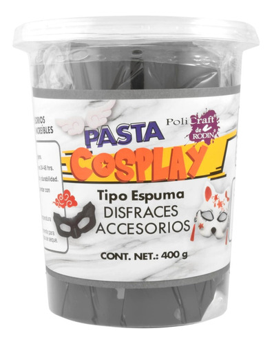 Pasta Moldeable Cosplay Policraft Tipo Espuma Disfraces 400g Color Negro