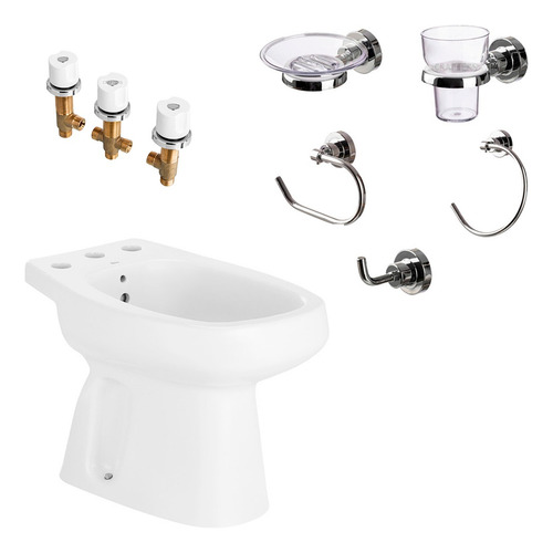 Combo Baño Bidet Roca + Grifería Peirano + Accesorios 5 Aq