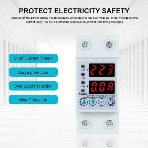 Riel Din De 63a 220v Ajustable Sobre Voltaje Y Bajo Voltaje