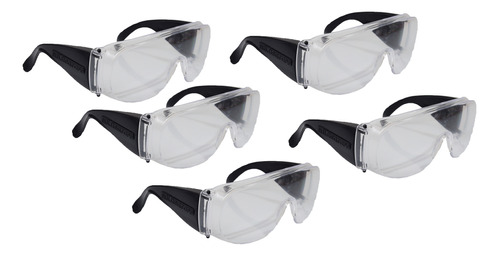 Anteojo Gafas Protector Seguridad Transparente Ocular X 5 U