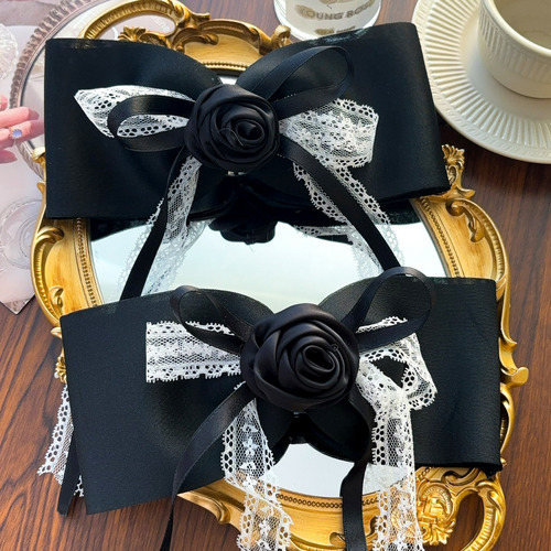 Accesorio Para El Pelo Con Lazo De Encaje Negro Para Mujer,